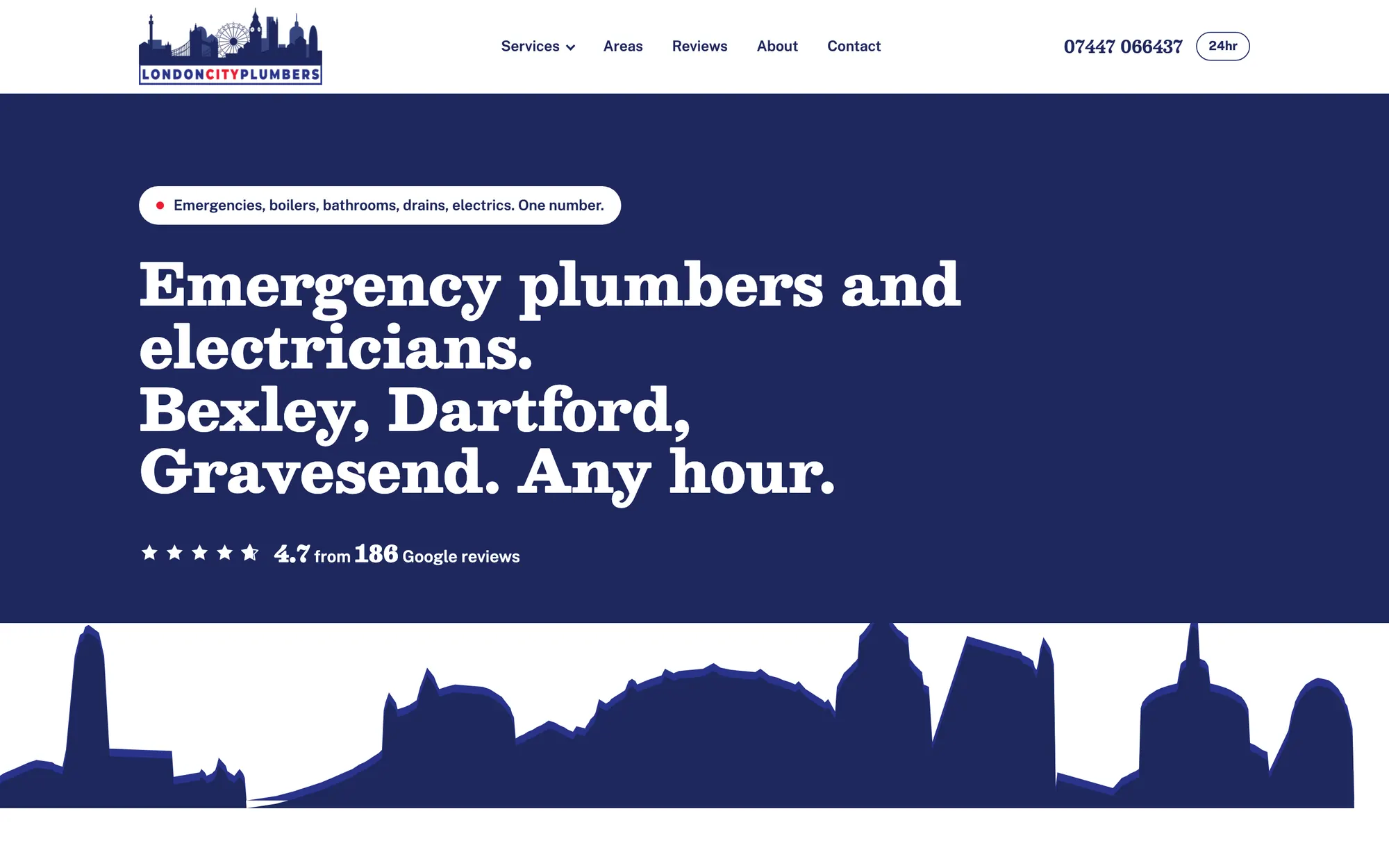 The London City Plumbers homepage: emergency plumbers and electricians across south east London